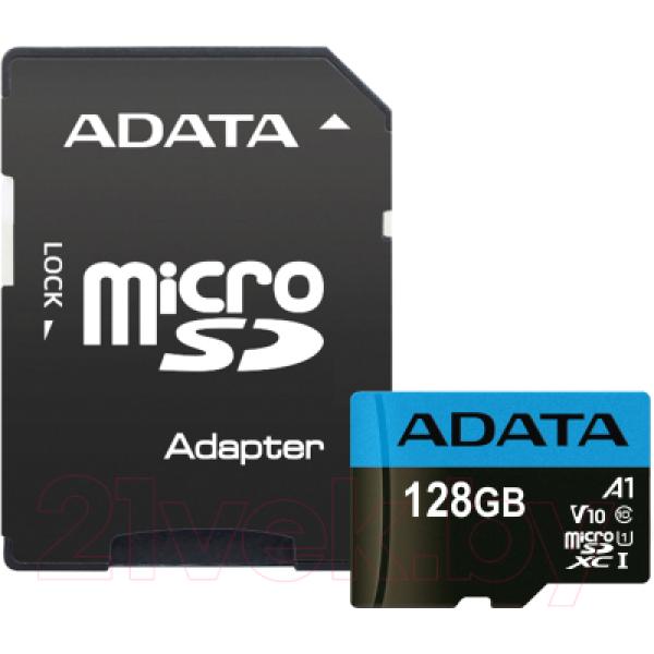 Карта памяти A-data microSDXC (Class 10) 128GB + адаптер (AUSDX128GUICL10A1-RA1)