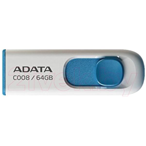 Usb flash накопитель A-data C008 White-Blue 64 Гб (AC008-64G-RWE)