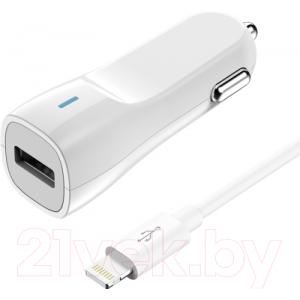 Зарядное устройство автомобильное Olmio USB 1.2A + Lightning кабель / 038636